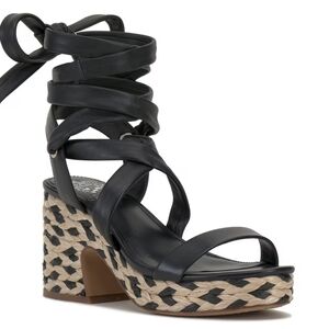 Vince Camuto Roreka Lace-Up Leather/Suede Espadrille Heel Sandal Size 7 NEW!